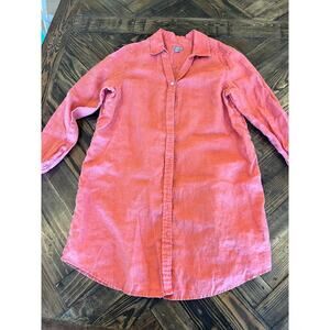 J Jill Long Sleeve 100% Linen Tunic Shirt Women Medium Summer Spring Cottage